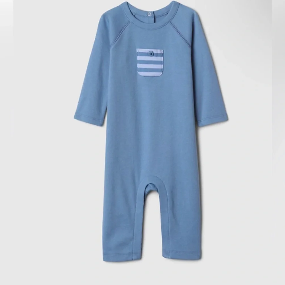 GAP Kids Light Blue Striped Pocket Footie